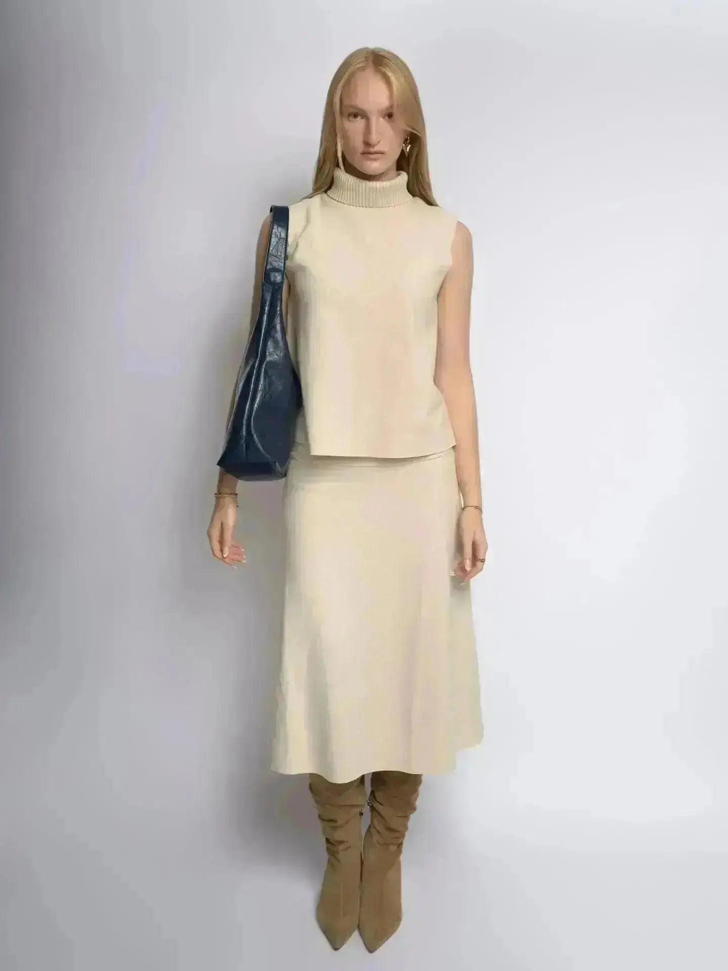 Distressed Leather Hobo Tote with Mini Pouch