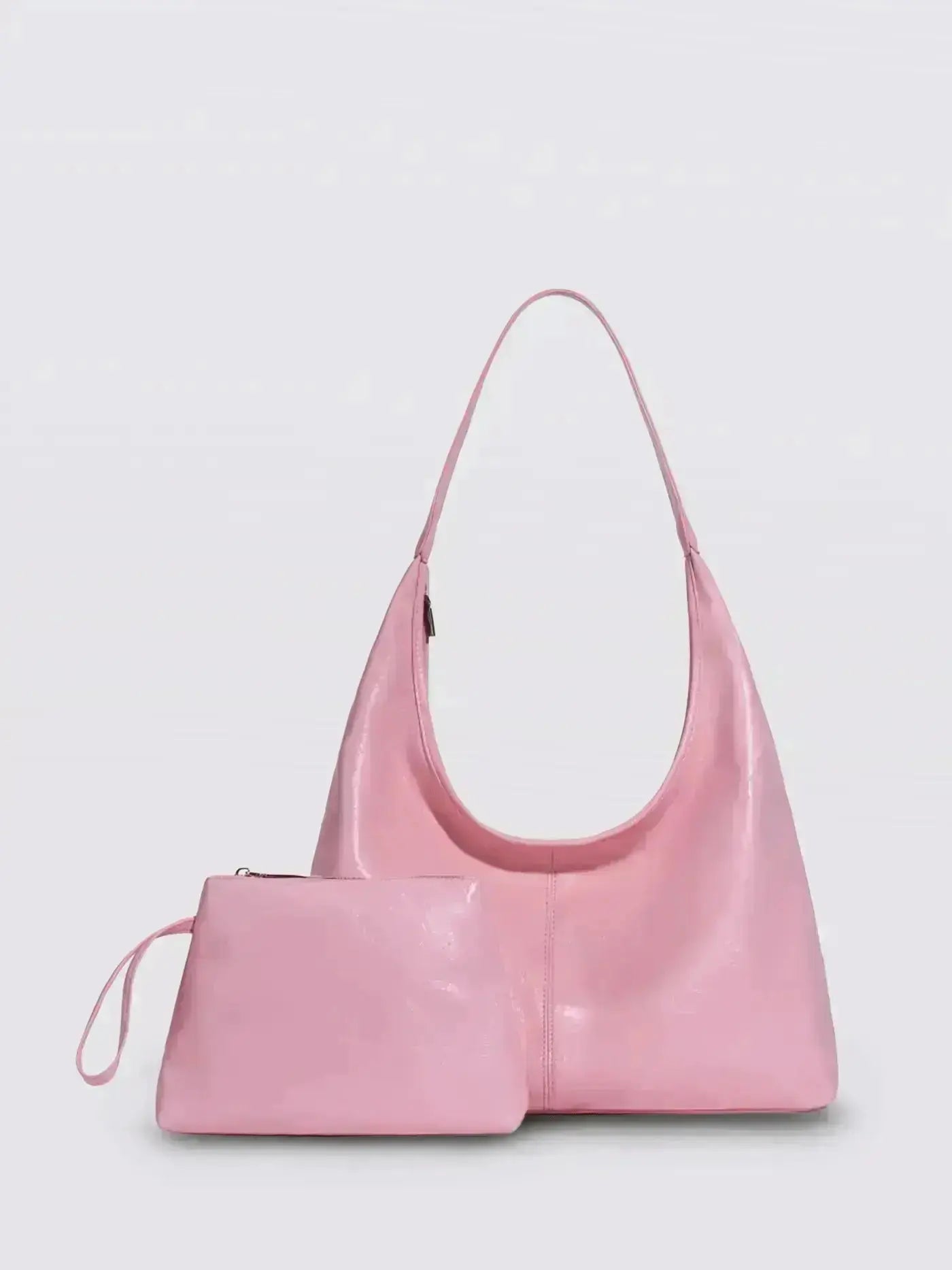 Distressed Leather Hobo Tote with Mini Pouch