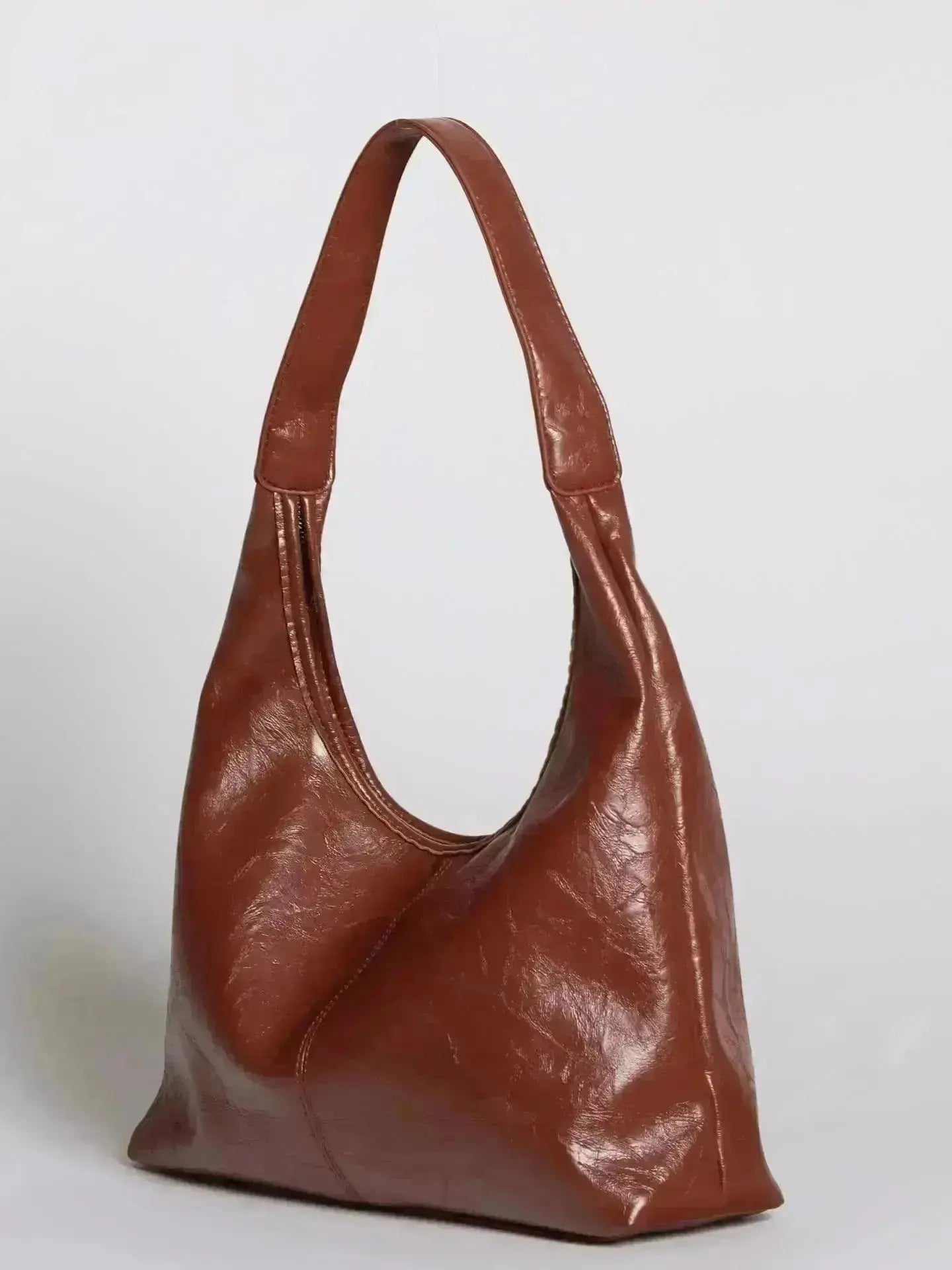 Distressed Leather Hobo Tote with Mini Pouch