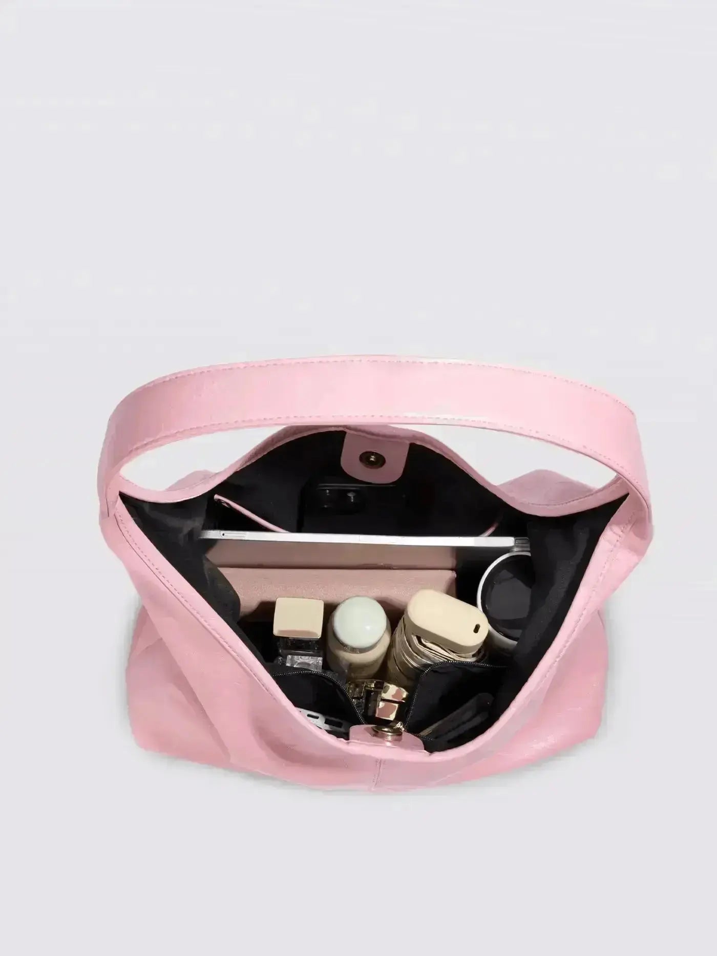 Distressed Leather Hobo Tote with Mini Pouch