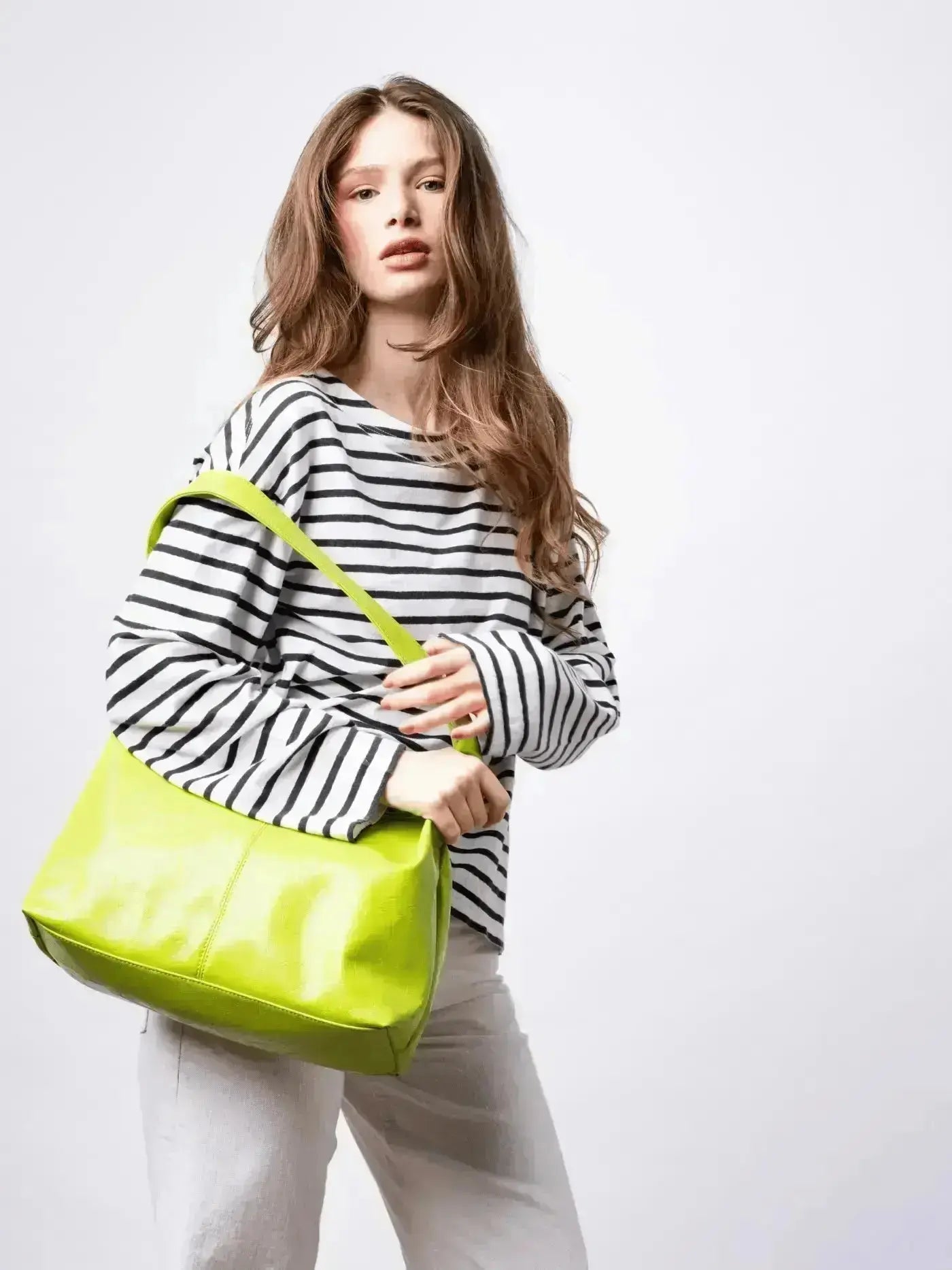 Distressed Leather Hobo Tote with Mini Pouch