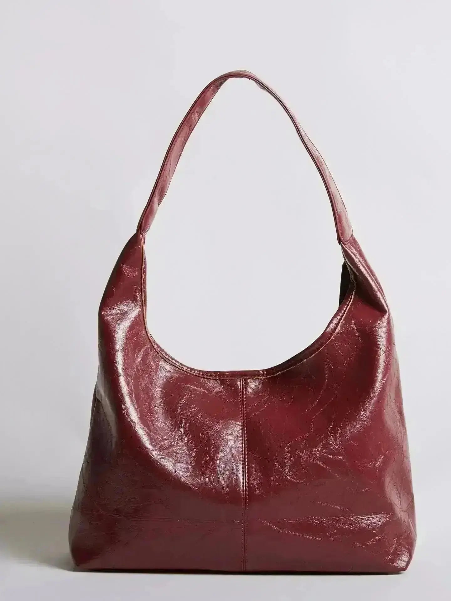 Distressed Leather Hobo Tote with Mini Pouch