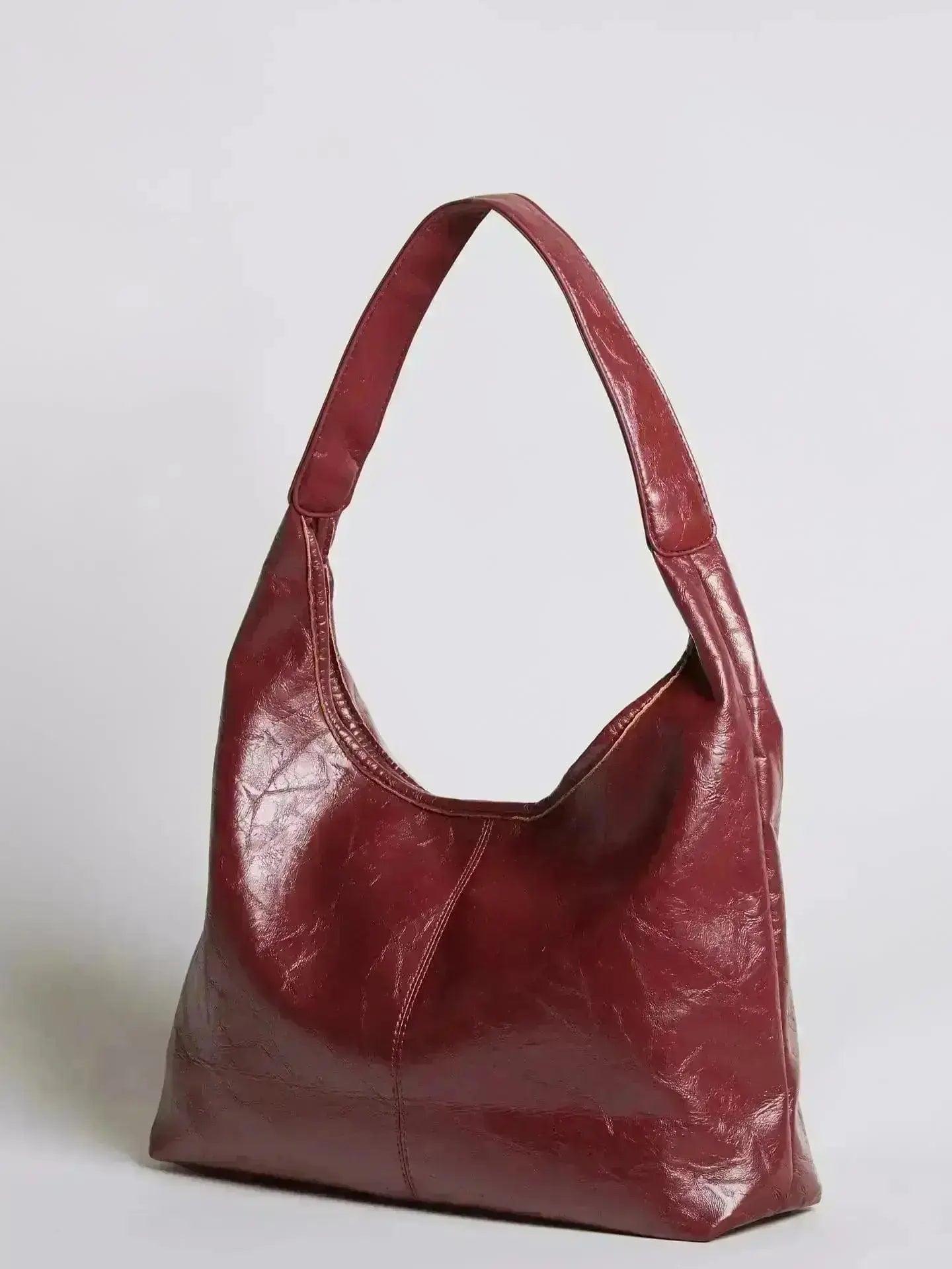 Distressed Leather Hobo Tote with Mini Pouch