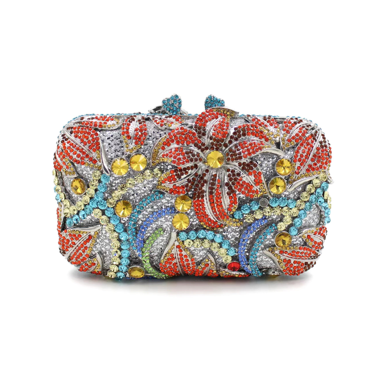 Gold Rhinestone Bridal Clutch with Florals