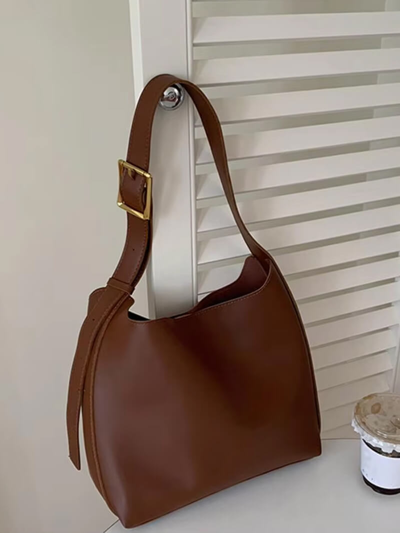 Leather Shoulder Bag with Matching Mini Pouch