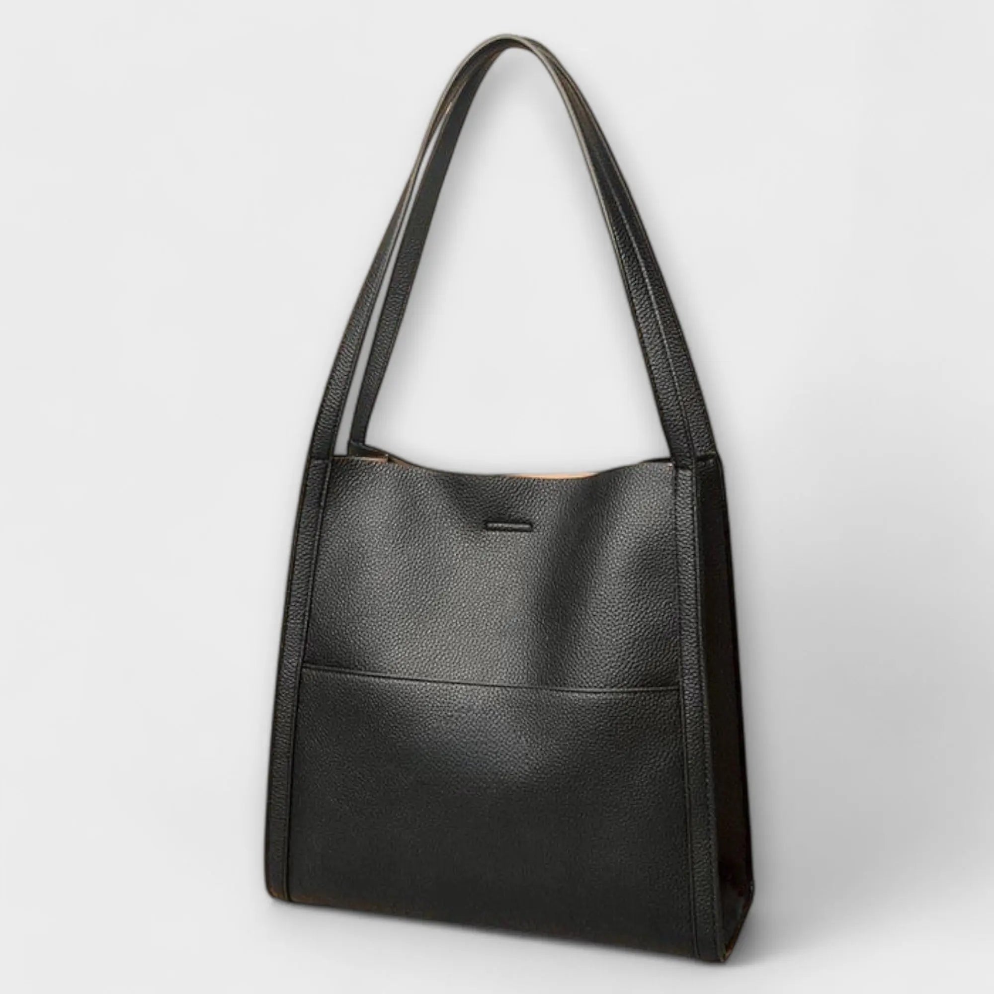 Leather Shoulder Tote with Front Slip Pocket