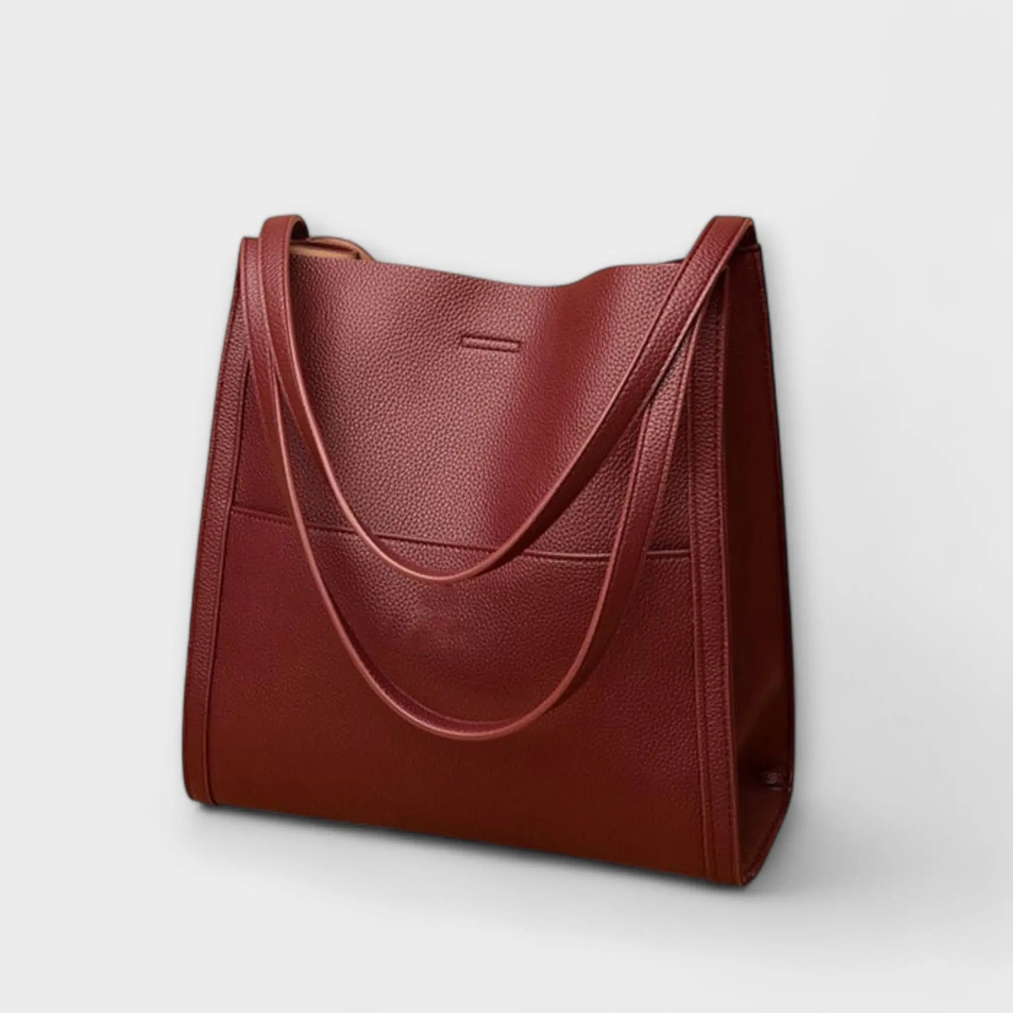 Leather Shoulder Tote with Front Slip Pocket