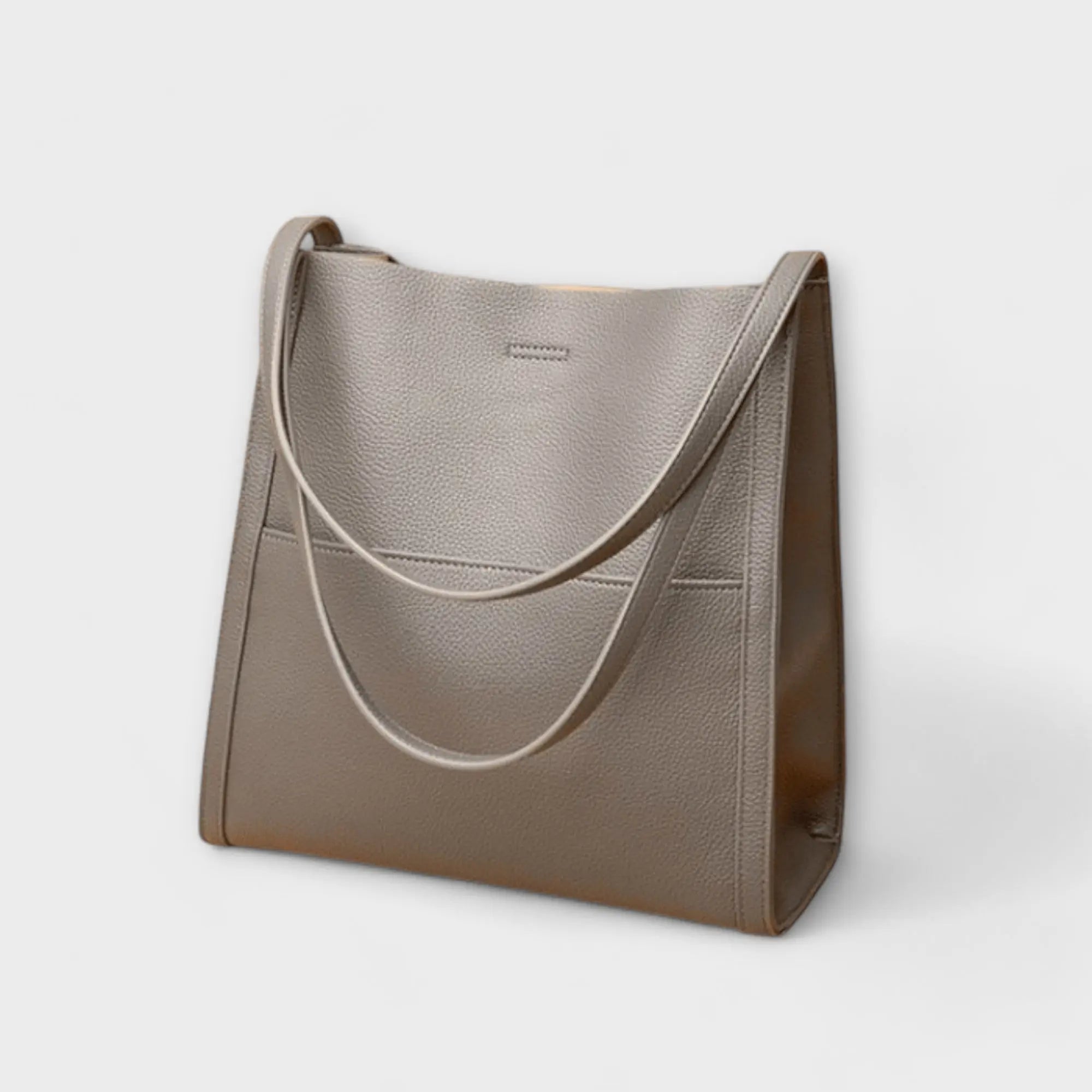 Leather Shoulder Tote with Front Slip Pocket