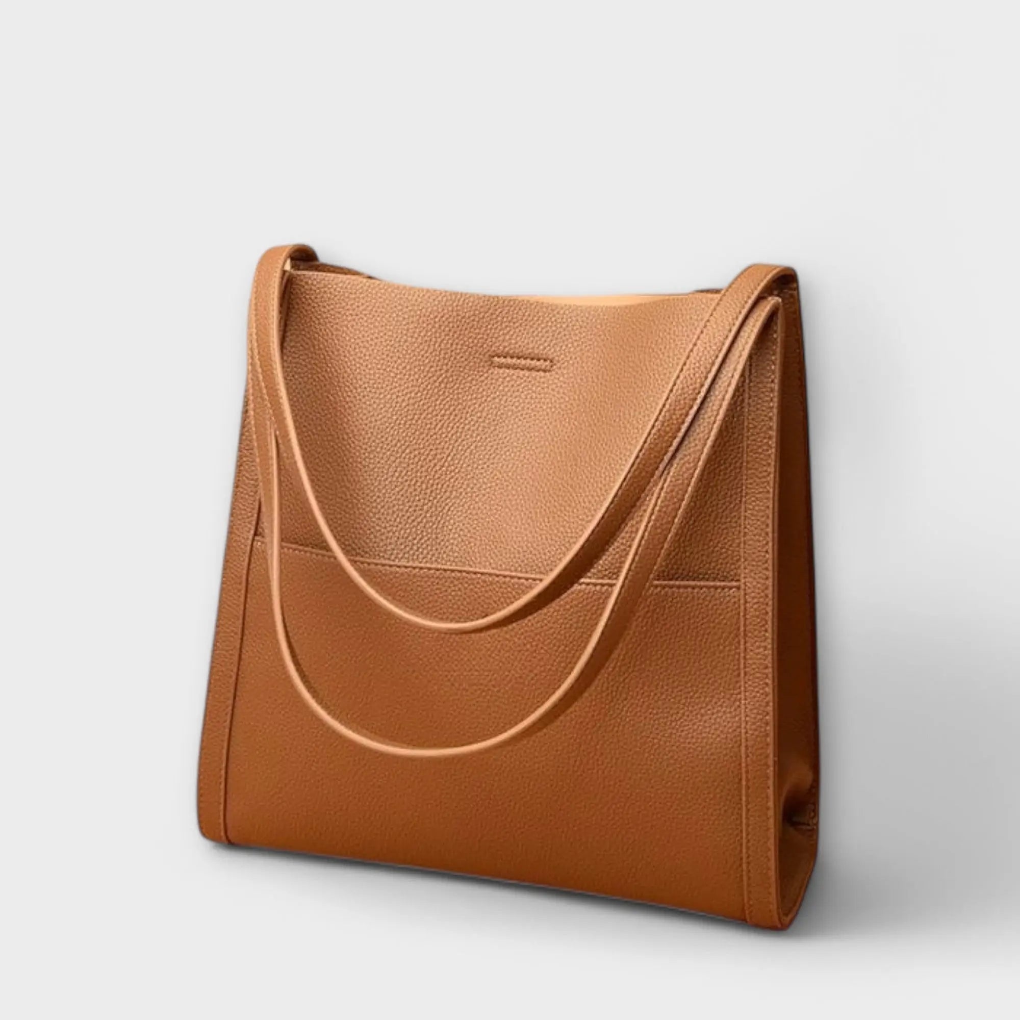 Leather Shoulder Tote with Front Slip Pocket