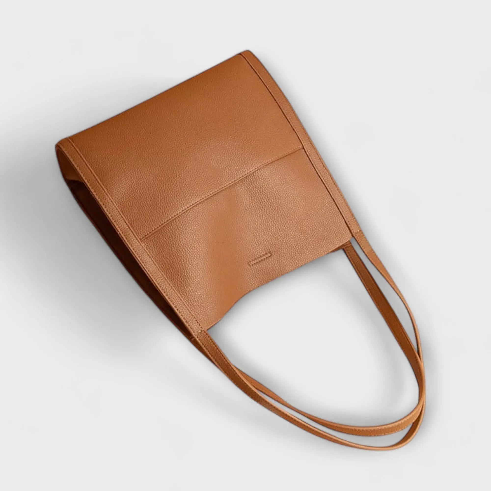 Leather Shoulder Tote with Front Slip Pocket