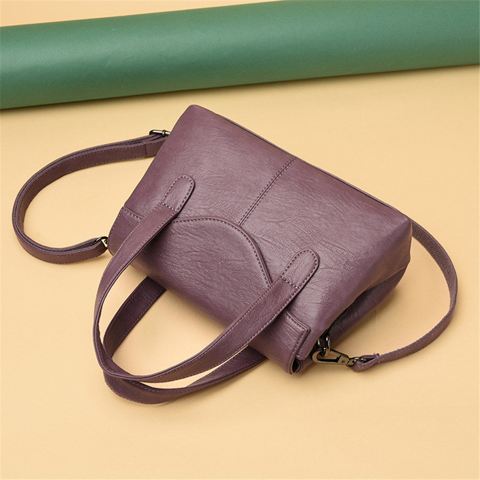 PU Leather Satchel with Top Handles and Strap