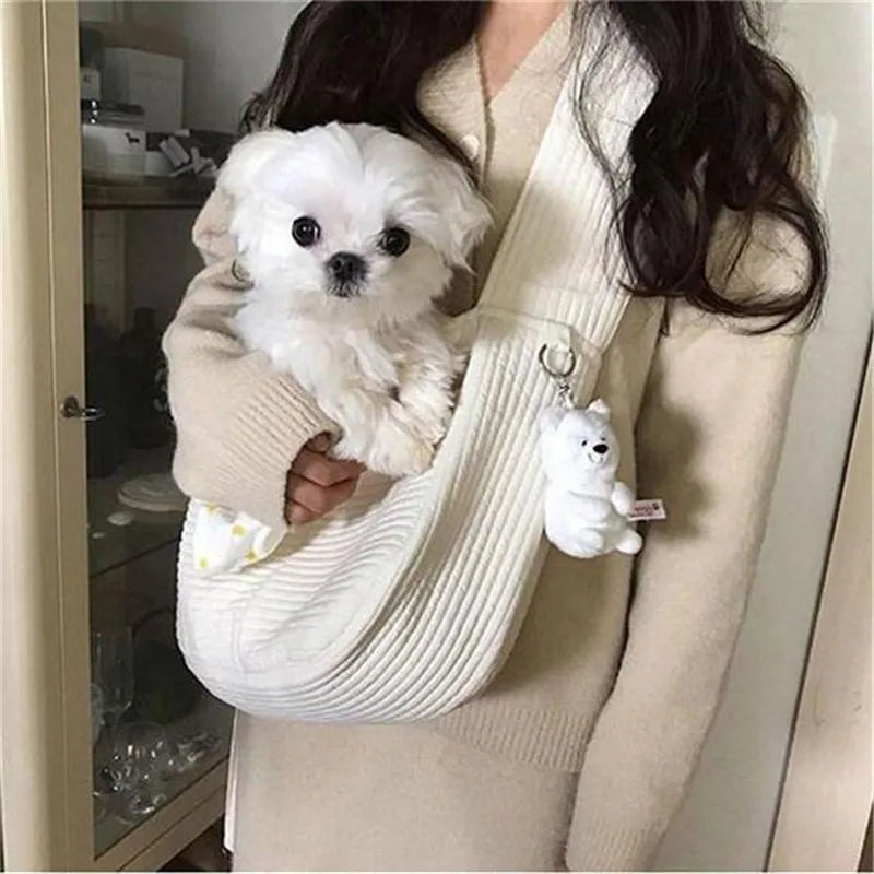 Soft Ribbed Pet Sling with Adjustable Strap
