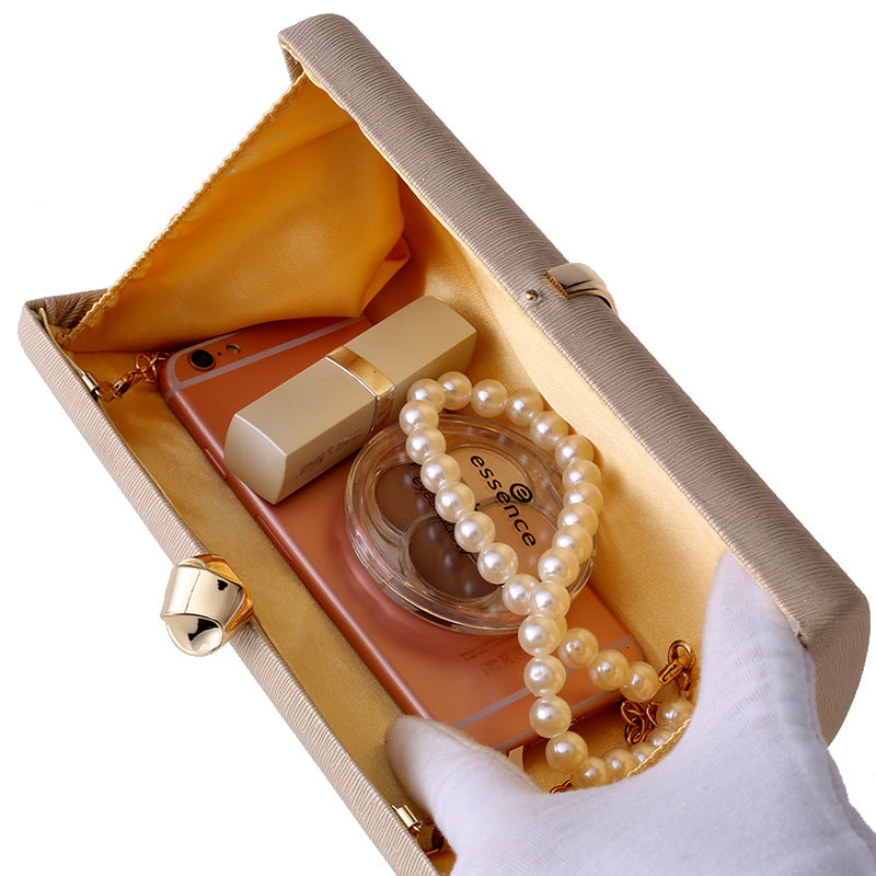 Textured Clutch Bag with Gold Metal Accent