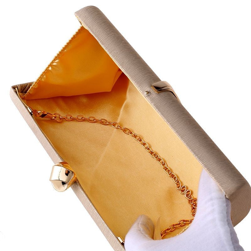 Textured Clutch Bag with Gold Metal Accent