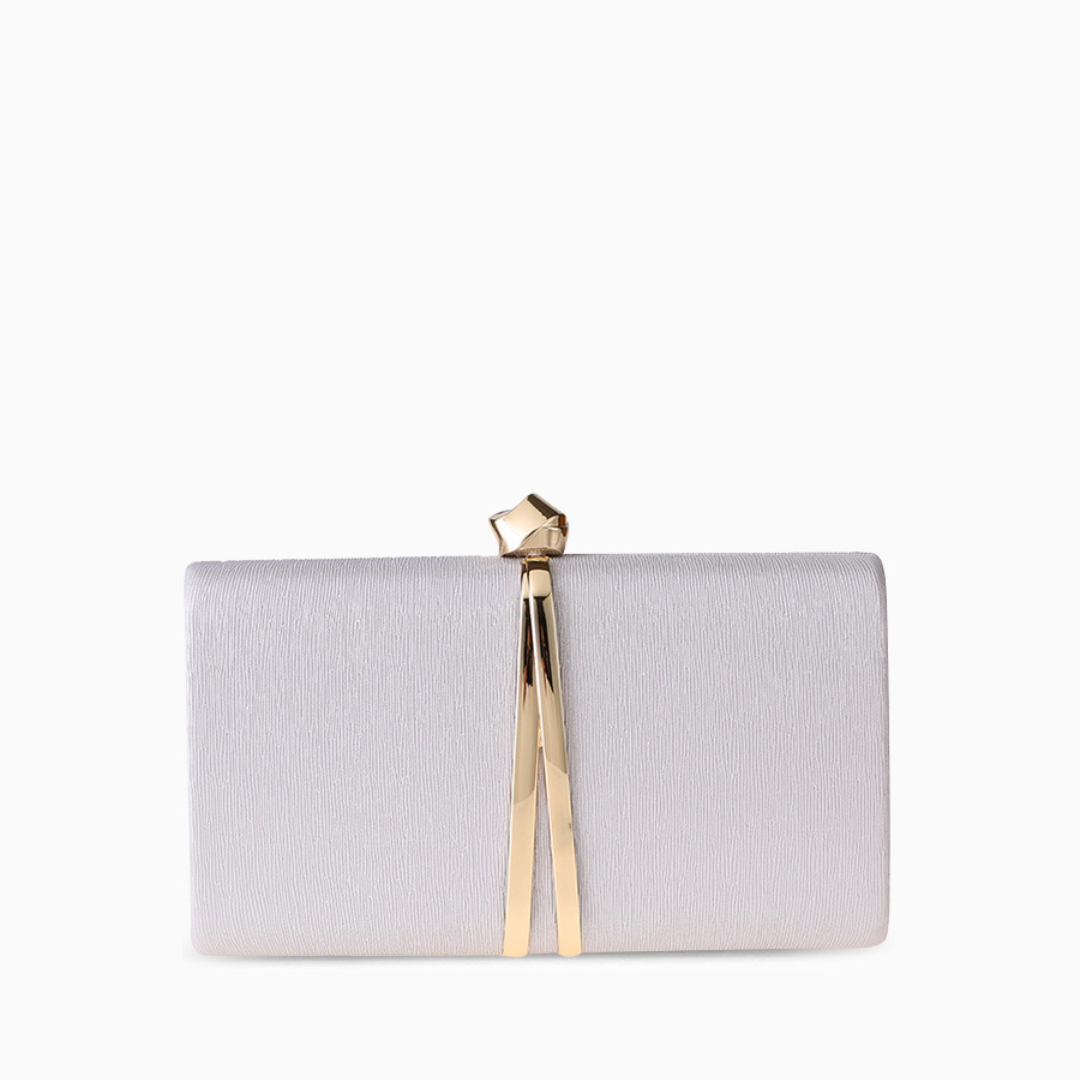 Textured Clutch Bag with Gold Metal Accent