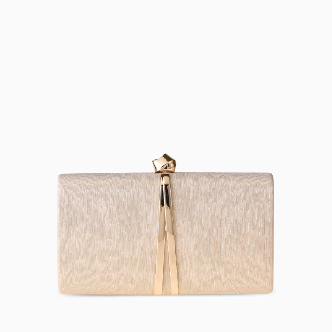 Textured Clutch Bag with Gold Metal Accent