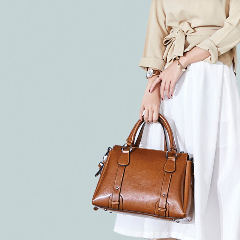 Top Grain Leather Satchel with Dual Handles