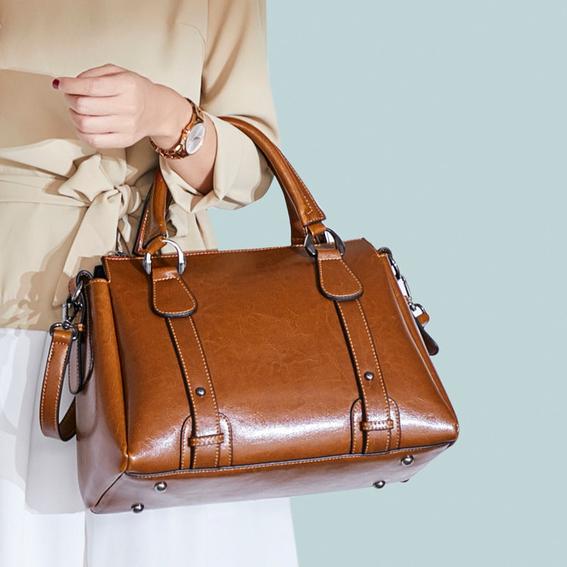 Top Grain Leather Satchel with Dual Handles
