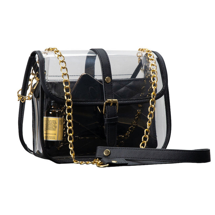 Transparent Crossbody Purse with Gold Chain