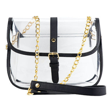 Transparent Crossbody Purse with Gold Chain