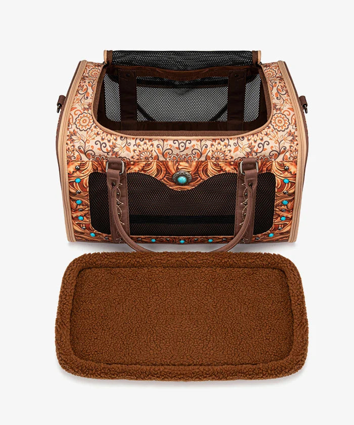 Western Pet Carrier Bag with Mesh and Strap