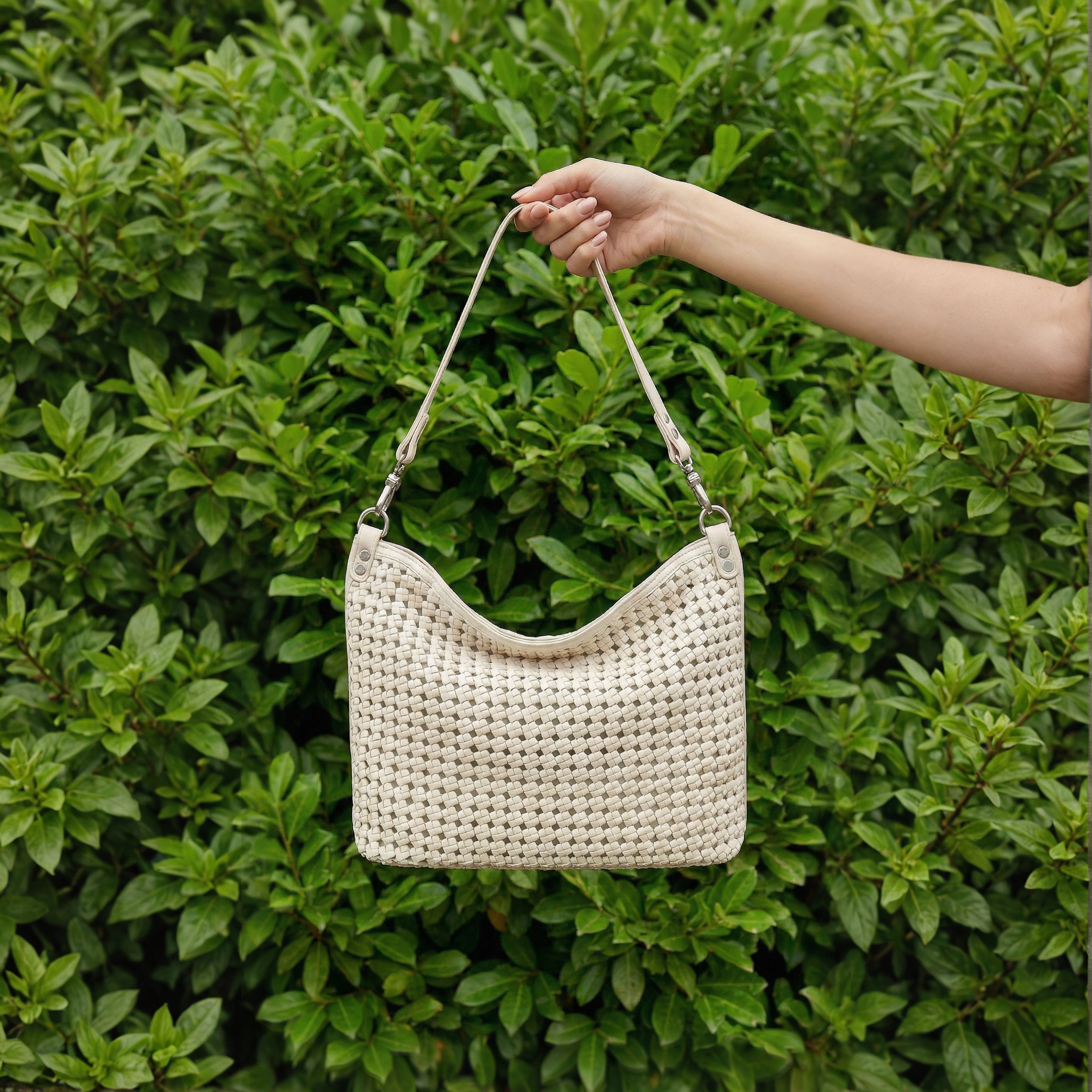 Whitecap Woven Leather Shoulder Crossbody Bag