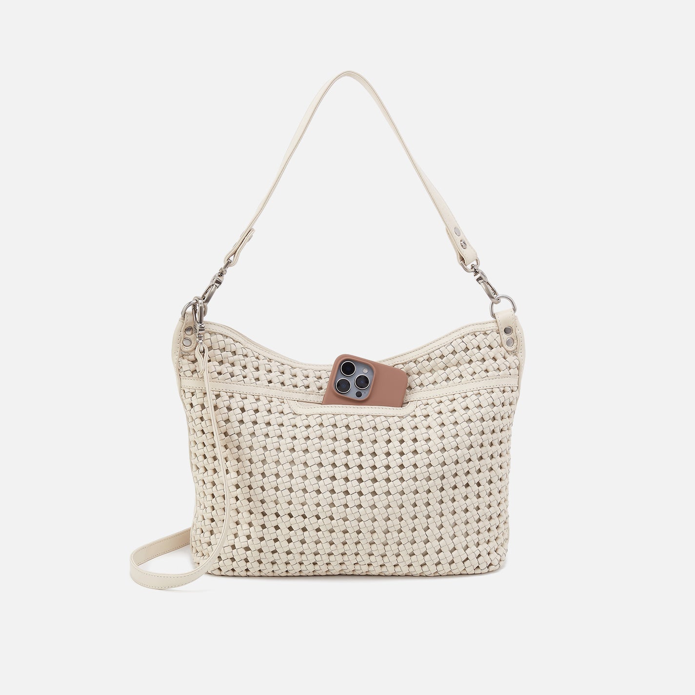 Whitecap Woven Leather Shoulder Crossbody Bag