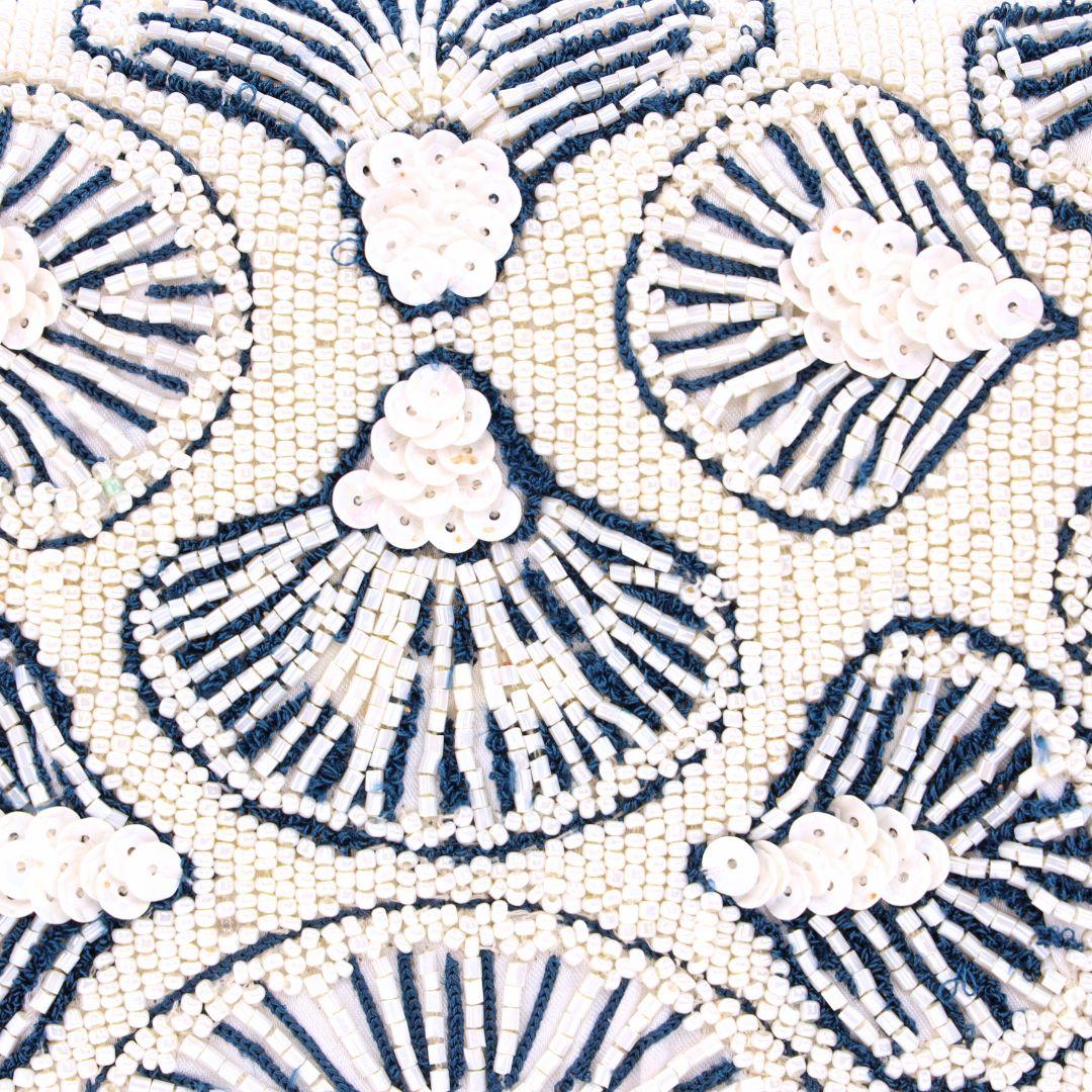 Beaded Shell Shoulder Bag with Snap Closure