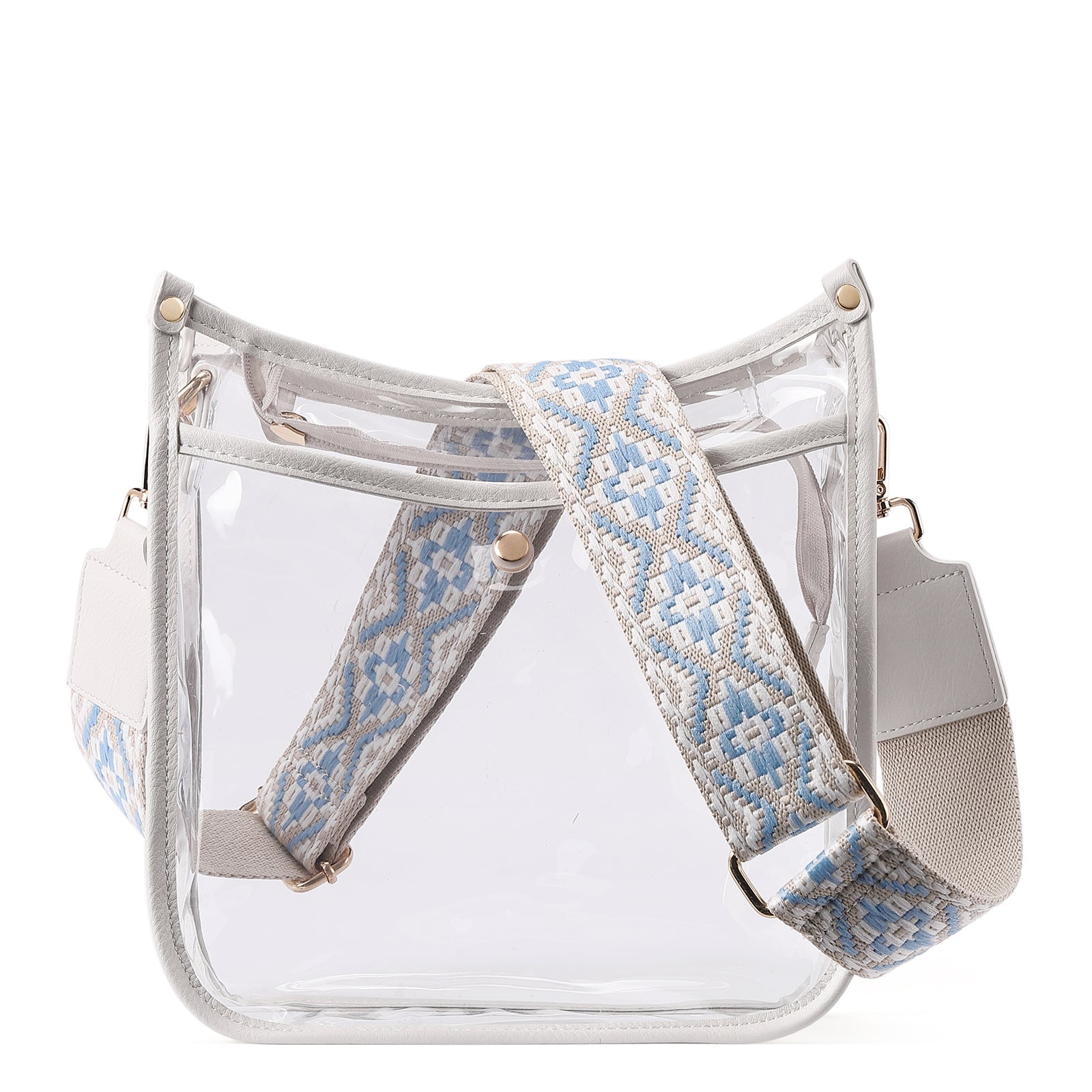 Clear Crossbody Purse with Patterned Strap