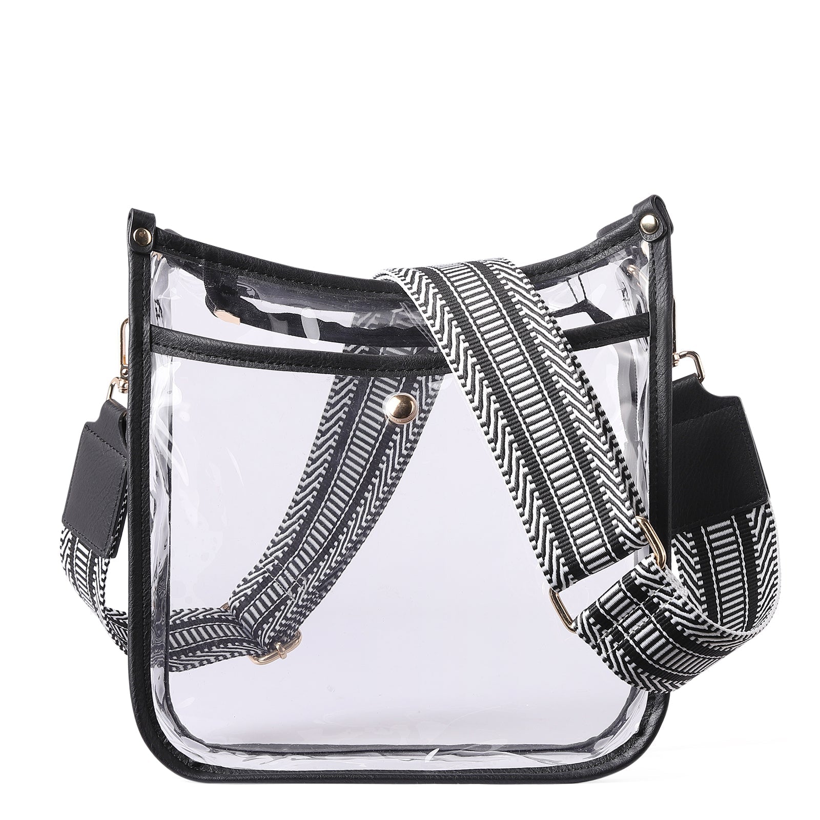 Clear Crossbody Purse with Patterned Strap