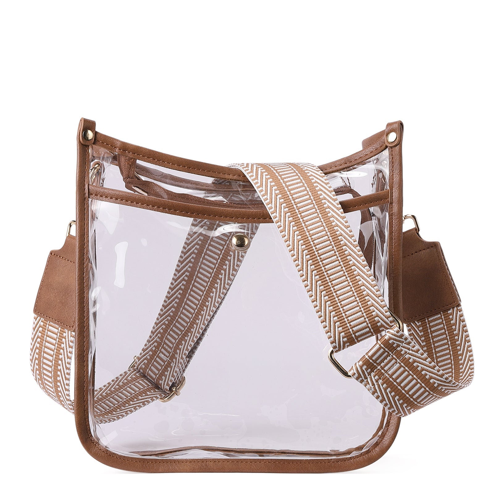 Clear Crossbody Purse with Patterned Strap