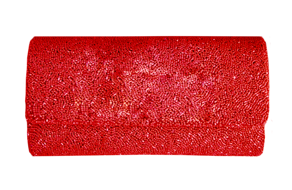 Custom Beaded Barrel Clutch with Chain Strap