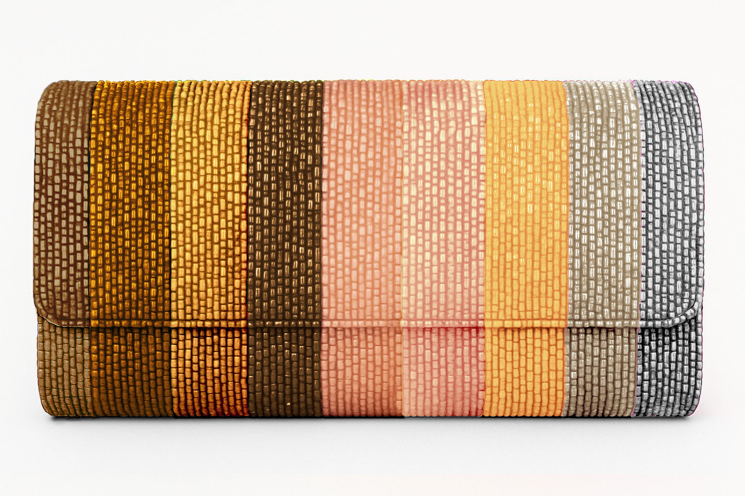 Custom Beaded Barrel Clutch with Chain Strap