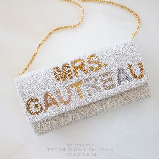 Custom Beaded Barrel Clutch with Chain Strap