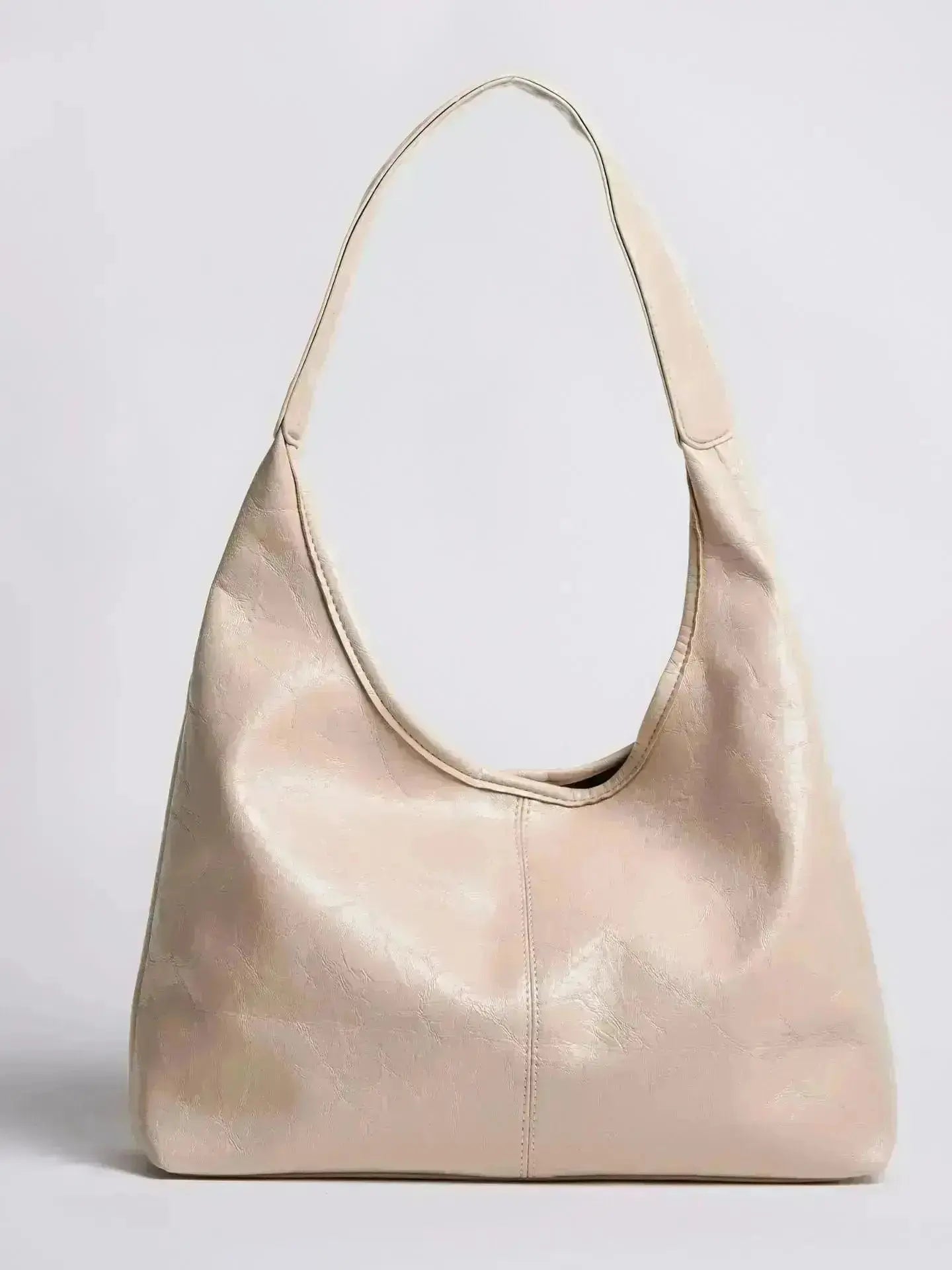 Distressed Leather Hobo Tote with Mini Pouch