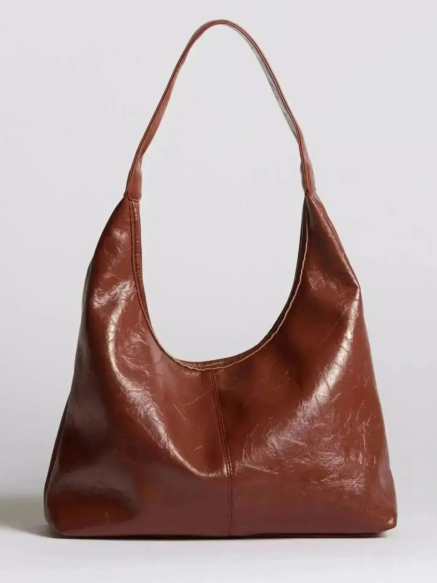Distressed Leather Hobo Tote with Mini Pouch