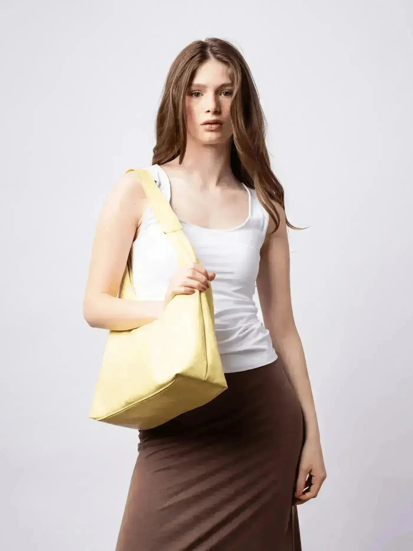 Distressed Leather Hobo Tote with Mini Pouch