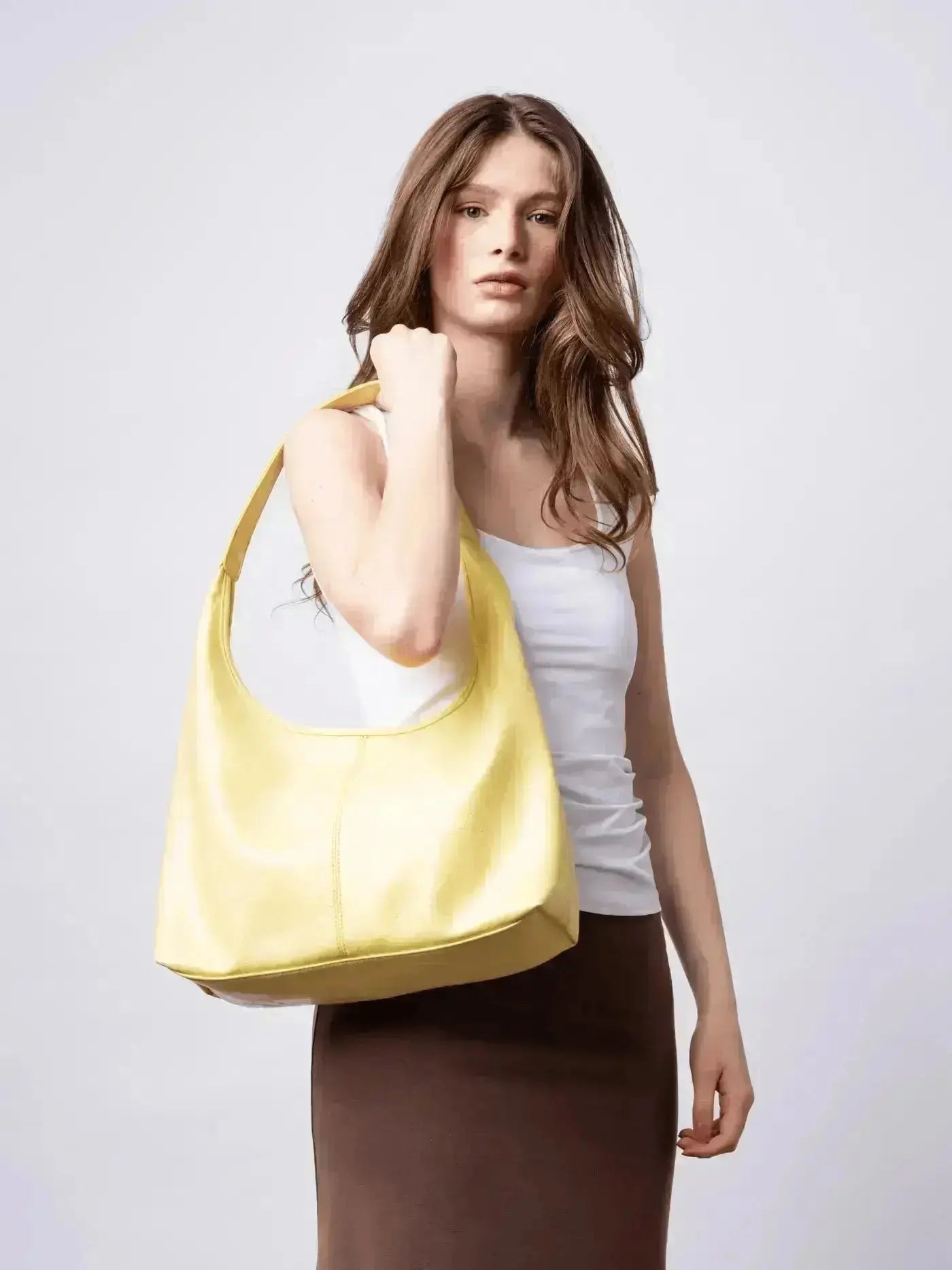 Distressed Leather Hobo Tote with Mini Pouch