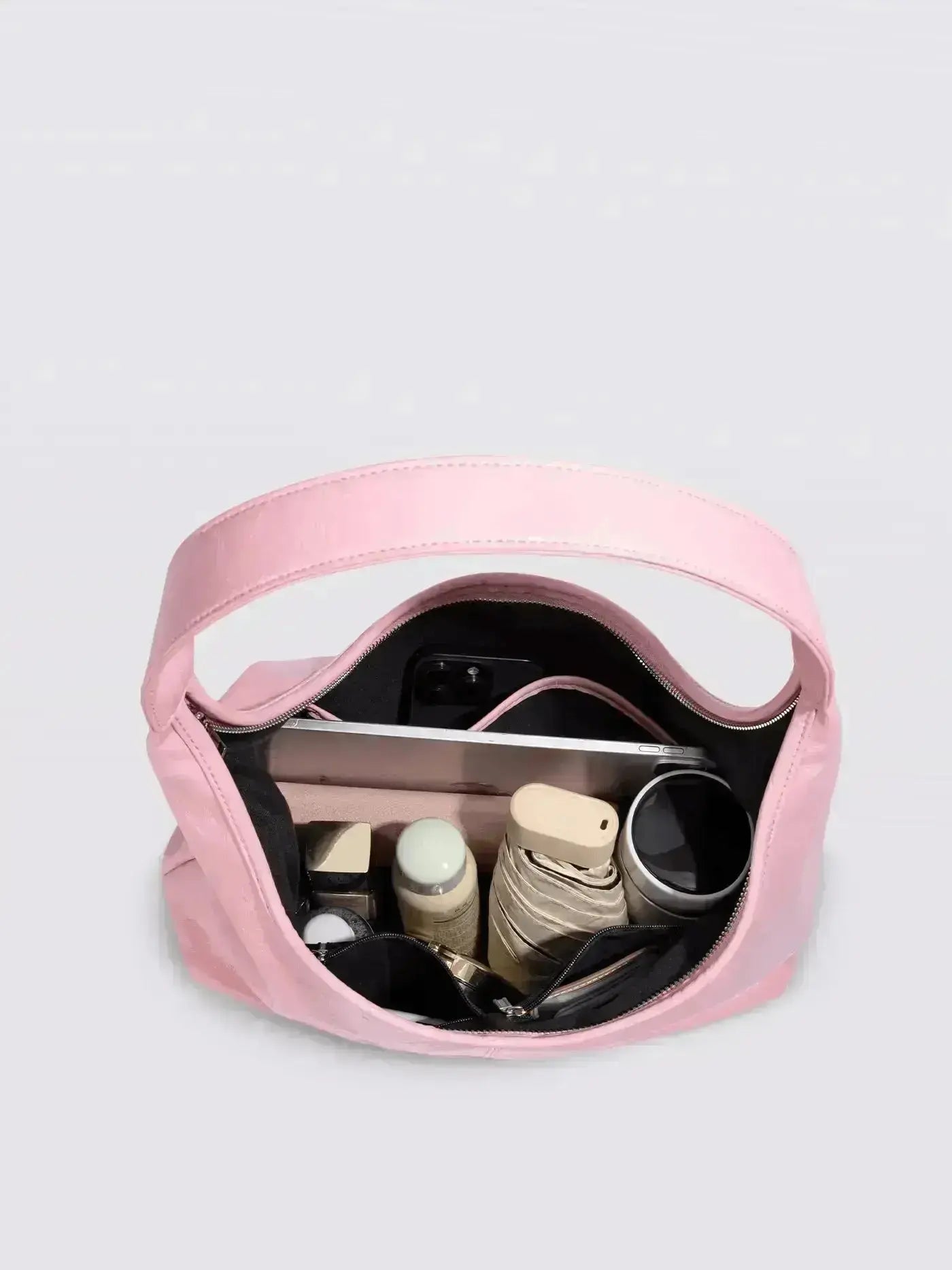Distressed Leather Hobo Tote with Mini Pouch