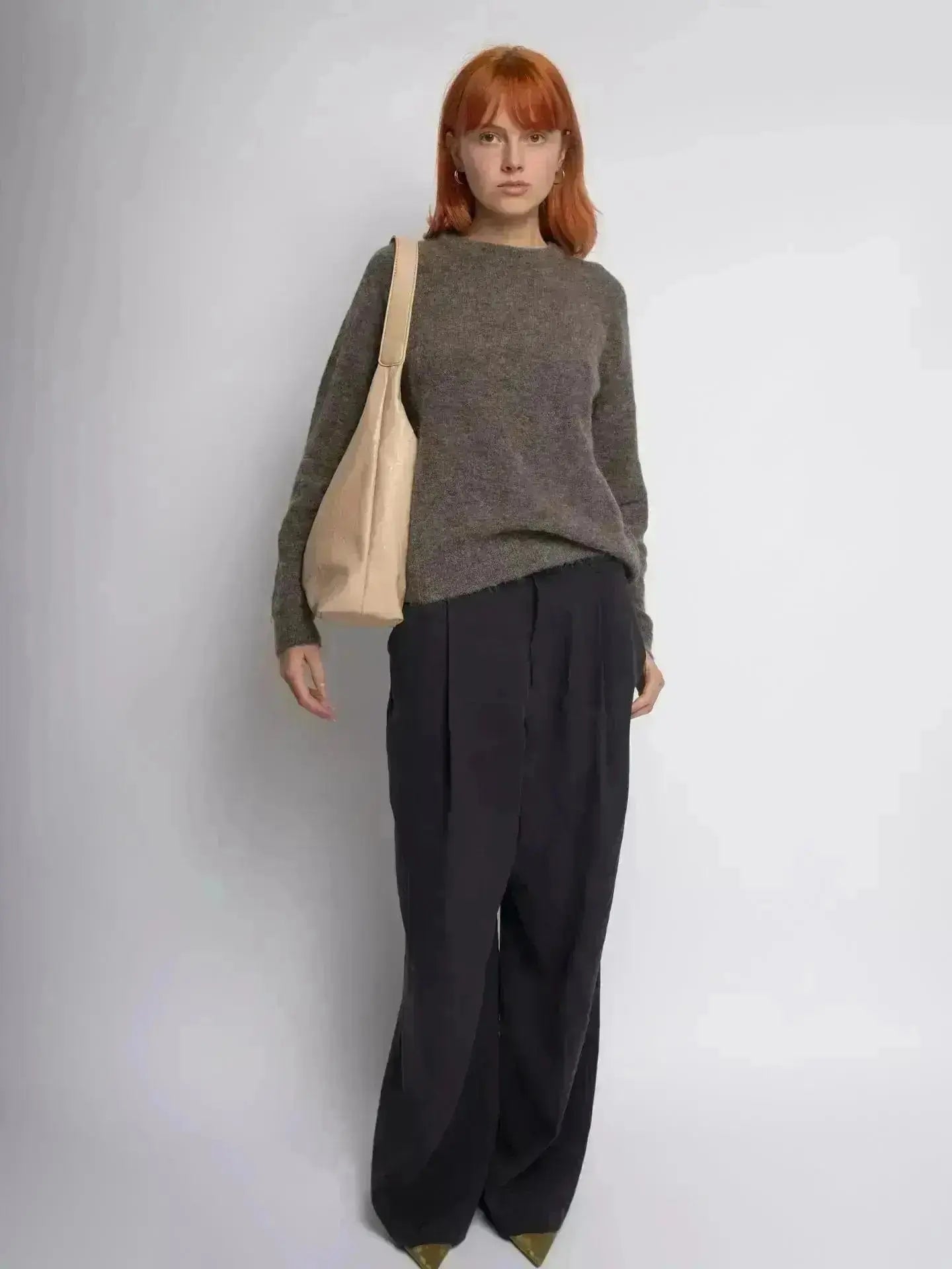 Distressed Leather Hobo Tote with Mini Pouch