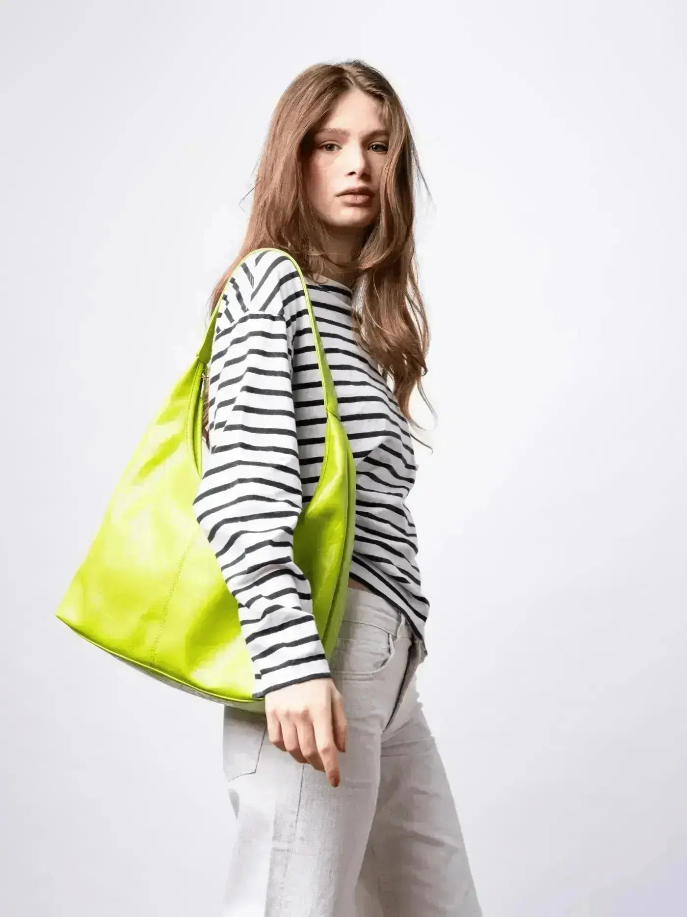 Distressed Leather Hobo Tote with Mini Pouch
