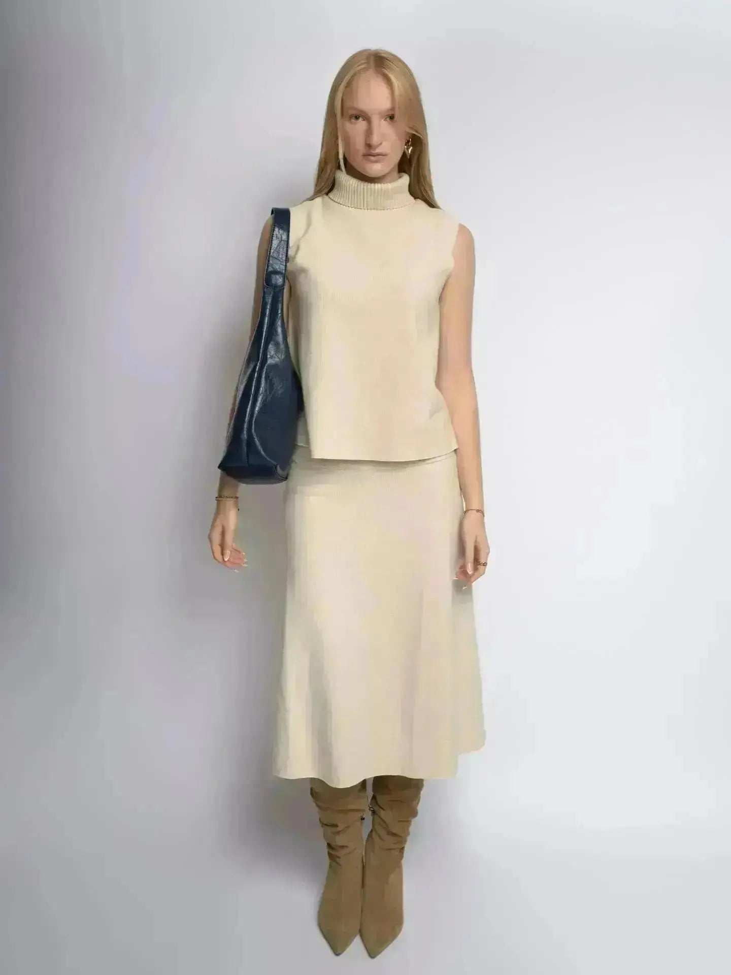 Distressed Leather Hobo Tote with Mini Pouch