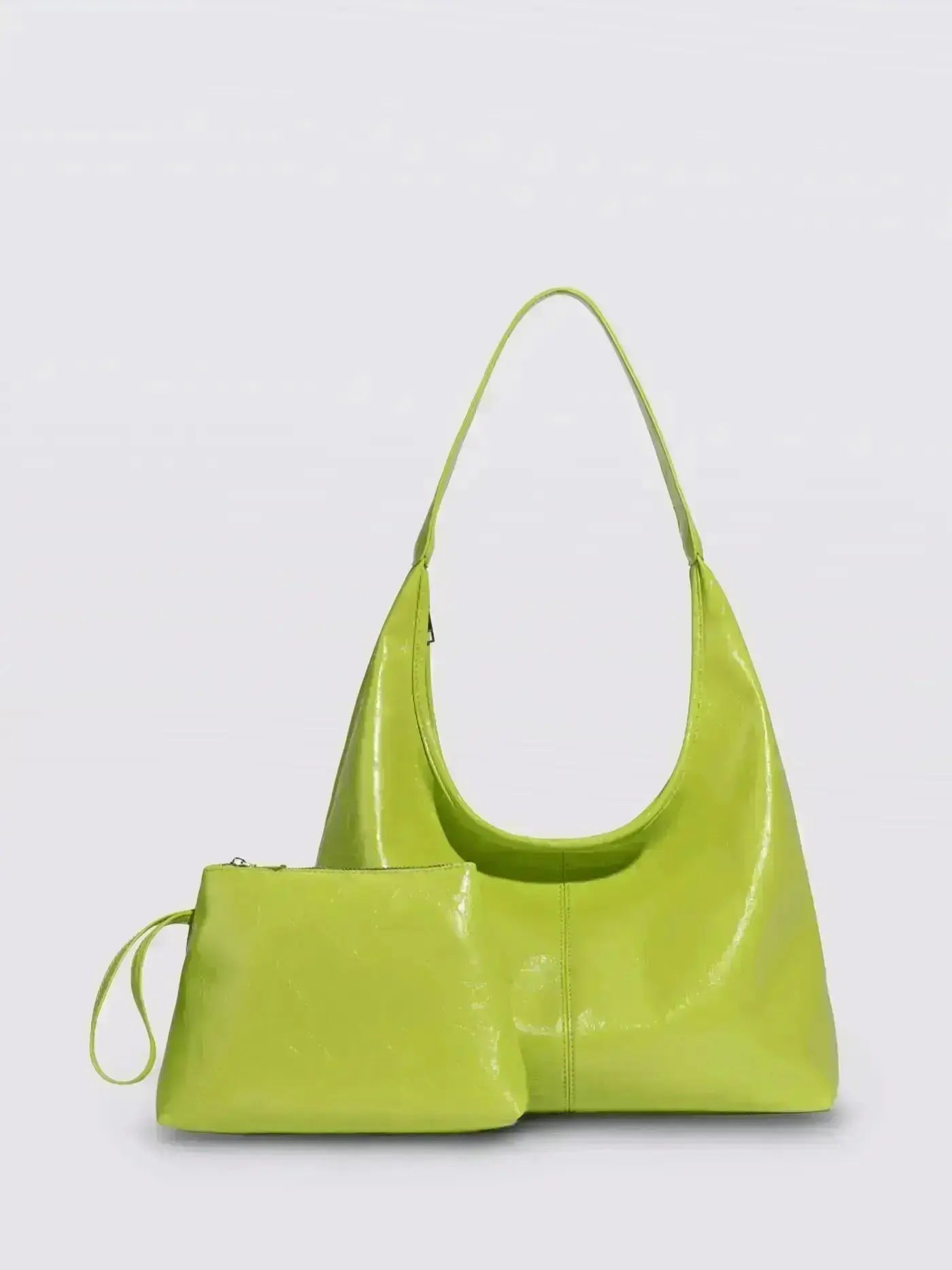 Distressed Leather Hobo Tote with Mini Pouch