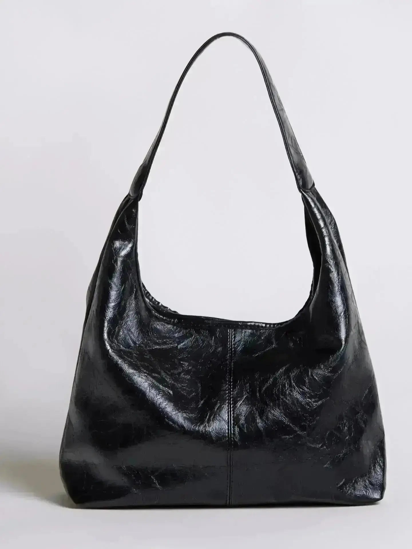 Distressed Leather Hobo Tote with Mini Pouch