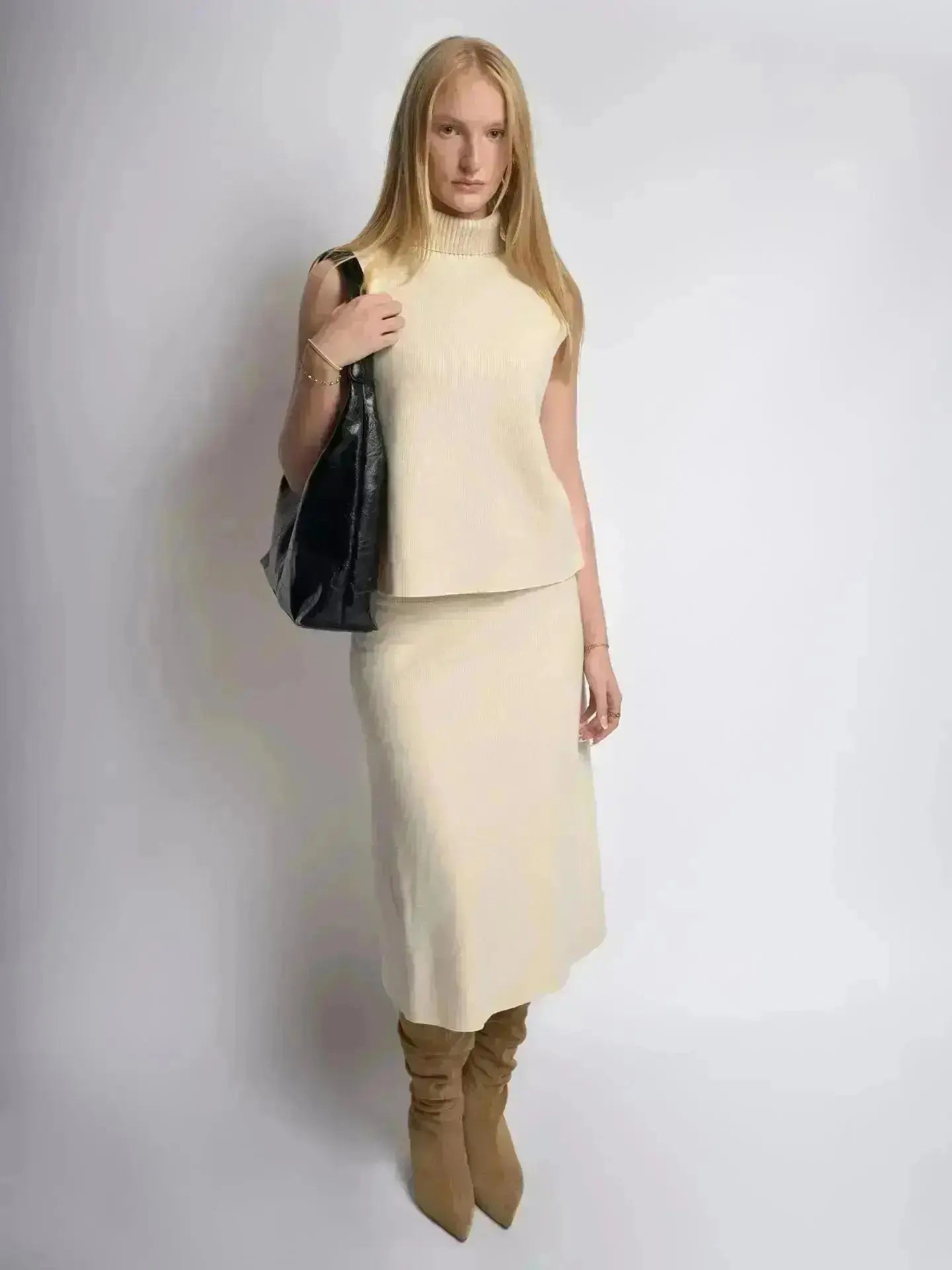 Distressed Leather Hobo Tote with Mini Pouch