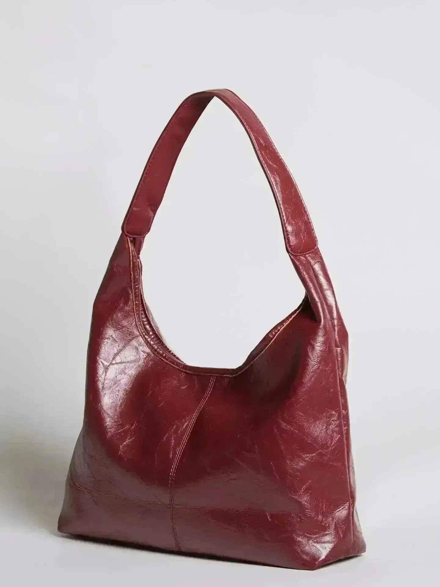 Distressed Leather Hobo Tote with Mini Pouch