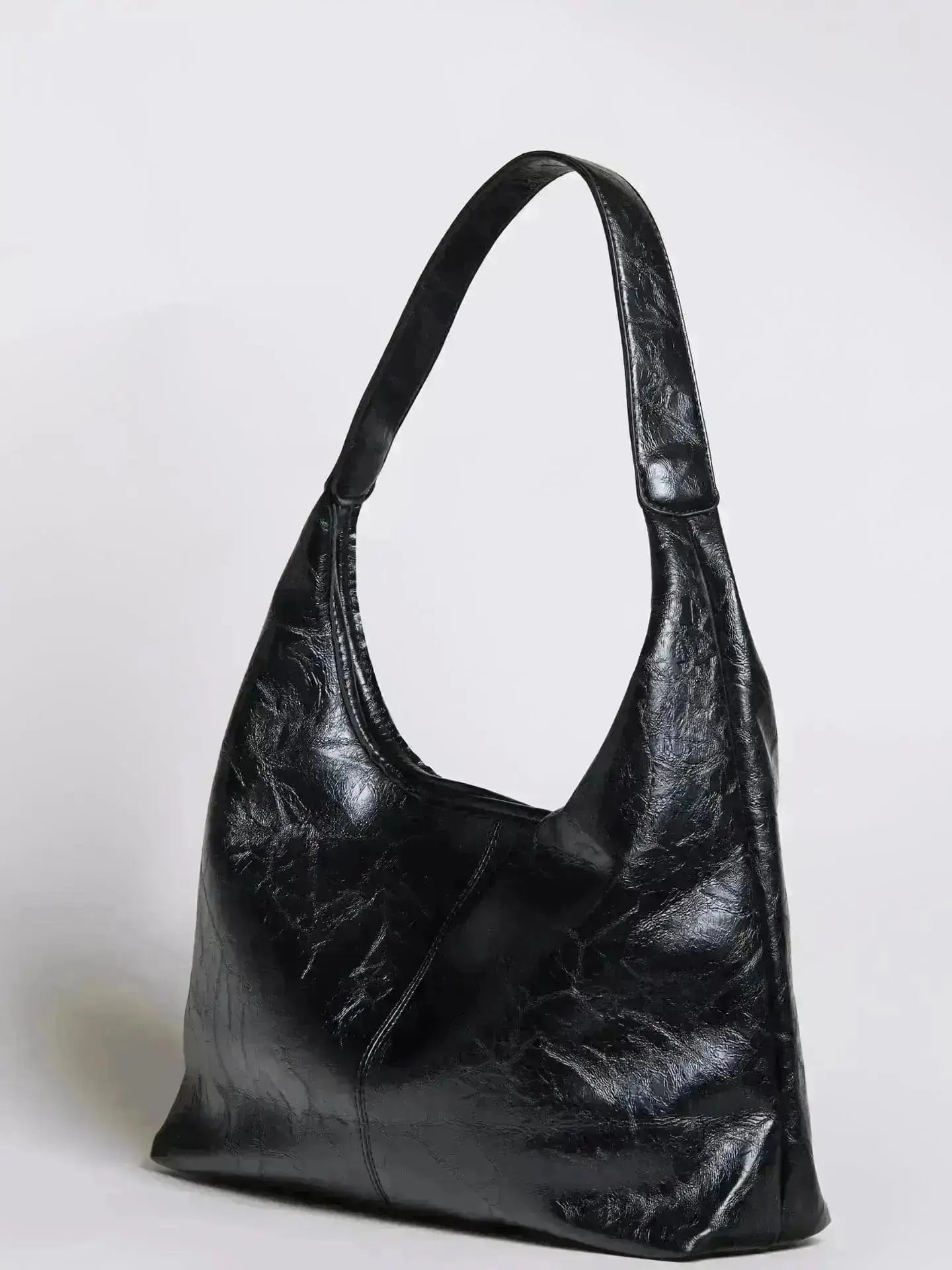Distressed Leather Hobo Tote with Mini Pouch