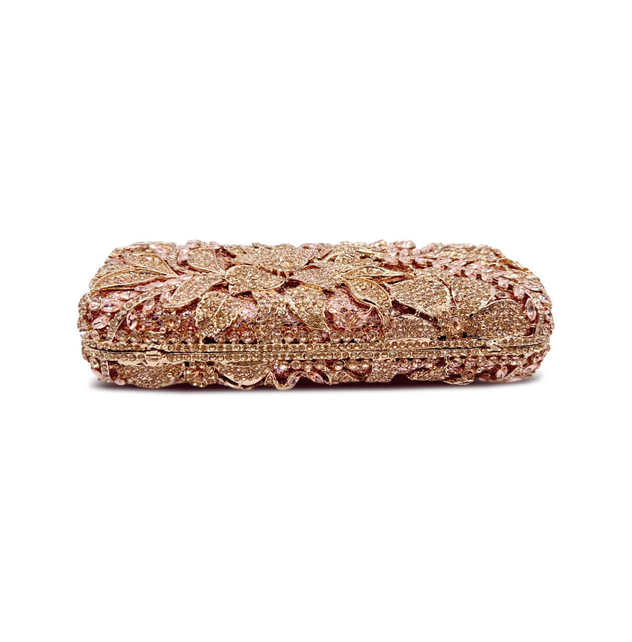 Gold Rhinestone Clutch with Floral Accents