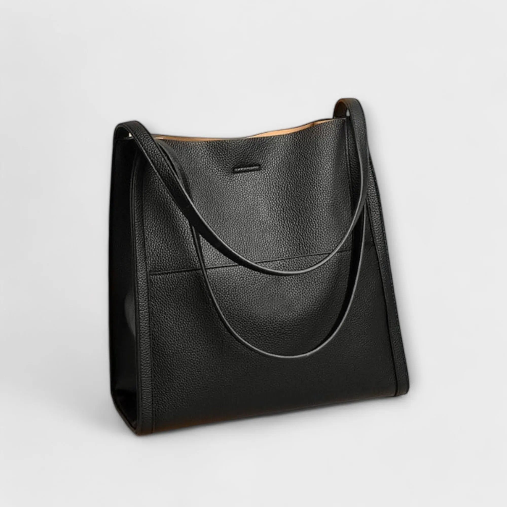 Leather Shoulder Tote with Front Slip Pocket