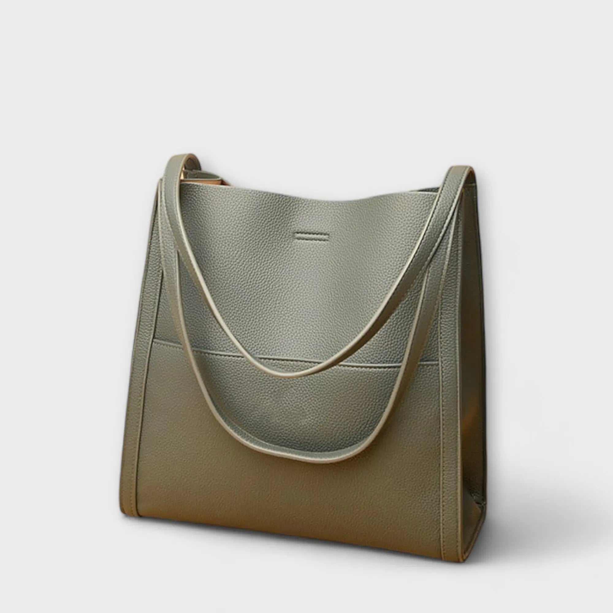 Leather Shoulder Tote with Front Slip Pocket